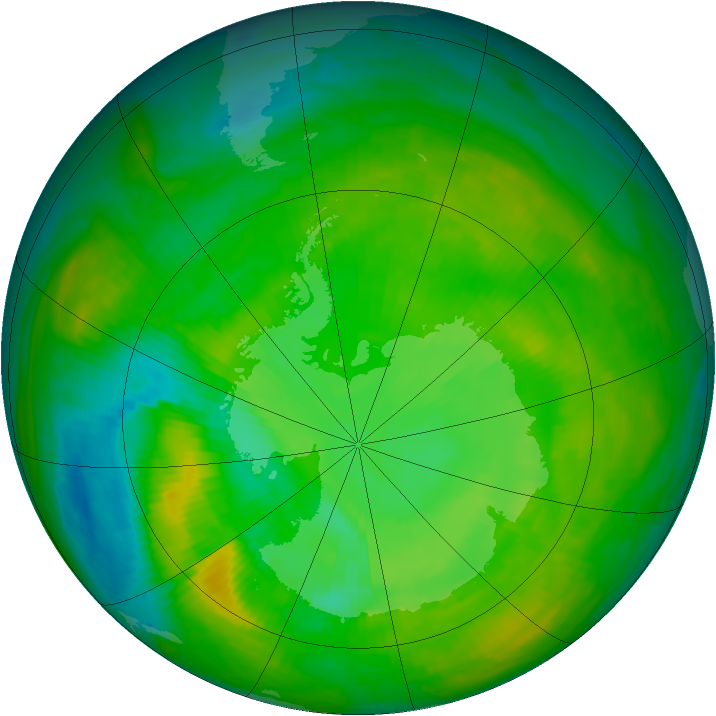 Antarctic ozone map for 09 December 1983